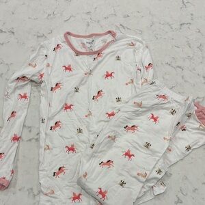 Kyte BABY White Pajamas with Pink Horses